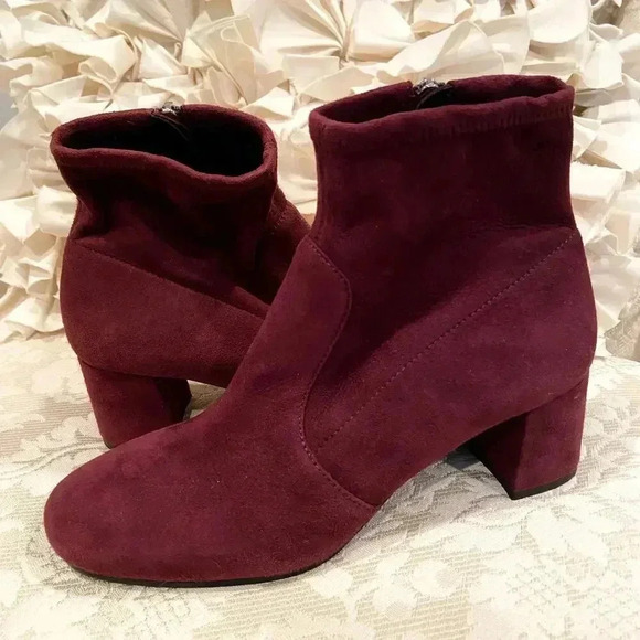 Prada Shoes - PRADA Milano 1T096L Red Suede Ankle Boots
